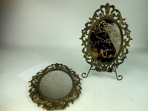 Vtg Pair Hollywood Regency Mirrors Ornate Antique Style Mirror 13 1 4 