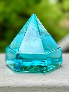 Teal Ship Deck Glass Prism Pyramid Nautical Maritime 3 X 2 7 8 Mint