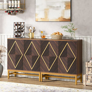 59 Long Sideboard Buffet Cabinet 4 Door Storage Cabinet For Kitchen Dining Room