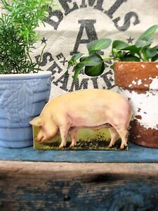Antique Schoolhouse Cardboard Farm Animal Yorkshire Pig