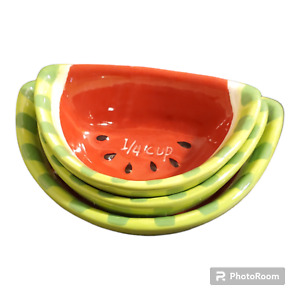 Vintage Boston Warehouse Ceramic Nesting Watermelon Slice Measuring Cups Set