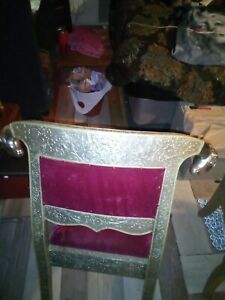 Vintage Anglo Indian Raj Rams Head Silvered Metal Wrapped Klismos Chair