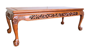Gorgeous Japanese Chinese Hand Carved Coffee Table With Dragons Claw Ball Feet