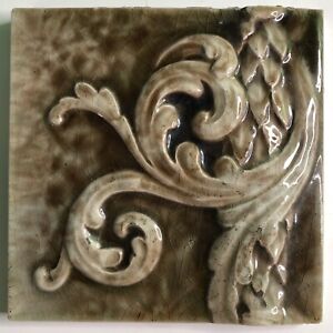 Antique Trent Mottled Brown Glazed Tile Victorian Era Beautiful 6 X 6 