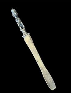 Late 19th Early 20thc Dogon African Tribal Lost Wax Cast Bronze Ceremonial Knife