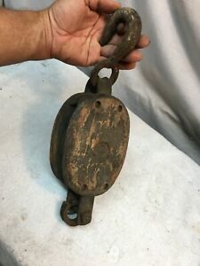 Antique Single Wood Rope Pulley Rigg Nautical Sailing Boat Beach Rustic Decor