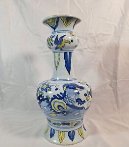Antique Delft Double Gourd Vase Chinese Dragon