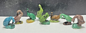 8 Vintage Chinese Export Porcelain Birds Geese Ducks Turquoise Glaze Brown Green