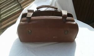 Vintage Antique Old Doctor First Aid Medical Brown Leather Bag