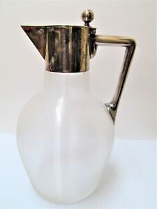 Antique Art Deco German 800 Silver Glass 7 3 4 Tall Pitcher Claret Jug Decanter