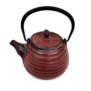 Vtg Japanese Tet Subin Cast Iron Kettle Ribbed Tea Pot Signed