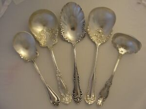 5 Antique Ornate Silver Plate Serving Pieces Spoons Ladle Victorian Lot 113