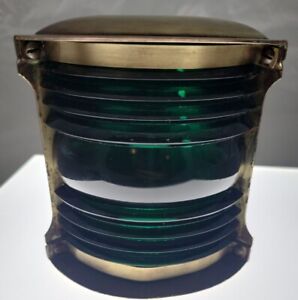 Vintage Maritime Solid Brass Perko N M L Co Green Lens Navigation Light