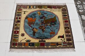 2 10 X 3 3 Handmade High Quality Vintage Afghan World Map Rug World Map Carpet