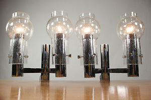 Vintage Pair Wall Lamps Sputnik Chrome Glass Sconces Doria Kalmar Mid Century