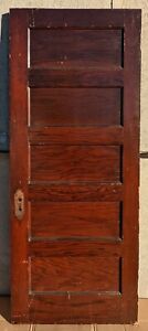 32 X79 Antique Vintage Salvaged Interior Oak Veneer Wood Wooden Door 5 Panels