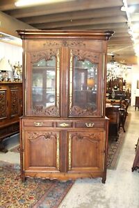 French Antique Normandy Oak Louis Xv Buffet 18th Century Bookcase Cabinet