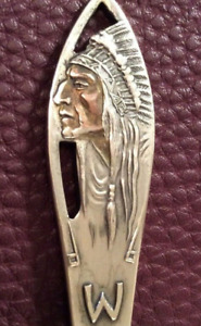 Rare Indian Chief Copper Face Wisconsin 5 6 Sterling Souvenir Spoon 19 6 Gram