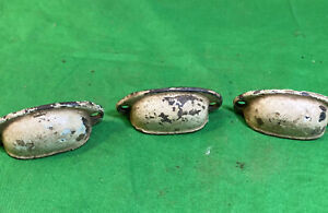 Vintage Drawer Pull Bin Cup Handle Small Cast Iron Apothecary Set Of 3