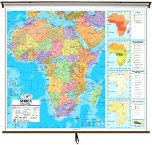 Africa Advanced Political Classroom Roll Up Wall Map W 64in X H 54in Nob School