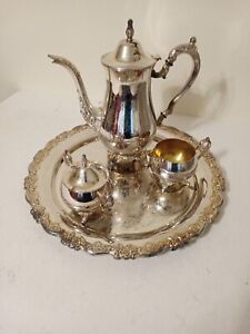 Vintage Oneida Silver Plate 4 Piece Coffee Tea Service Set Baronet Pattern