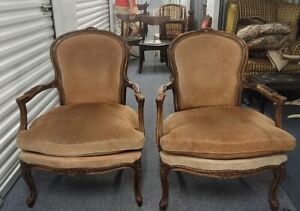 Chateau D Ax Louis Xv Bleached Wood And Velvet Chairs French Style