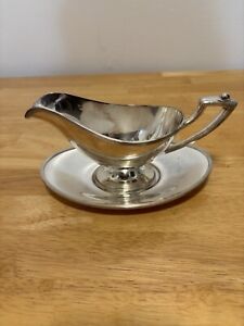Antique 8 Oz Silver Plate Gravy Boat Underplate Wallace Silver Co 3256n