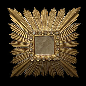 Antique Spanish Colonial Giltwood Sunburst Mirror