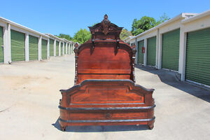 Fancy Victorian Rosewood And Walnut Renaissance Revival High Back Bed Ca 1870