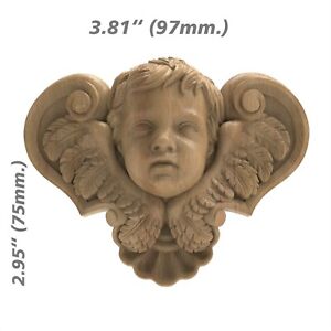 Wooden Angel Cherub Hand Carved Vintage Furniture Applique Center Piece Ornament