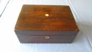 Antique Inlaid Mahogany Wood Sewing Box Desk Top Writing Box Wooden Work Box
