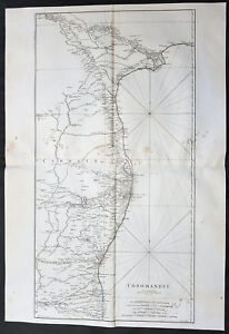 1753 D Anville Large Original Antique Map Of Se Coromandel Coast Of India Rare