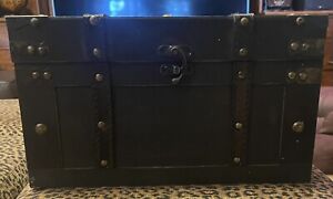 Small Black Brown Wooden Chest For Storage And Or Decoration