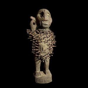 African Art Home Decor Carved Wooden Figure Power Figure Nkisi Nkondi G1514