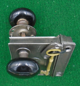 Norwalk Rim Lock Complete W Knobs Key Keeper Escutcheons Circa 1920 19677 