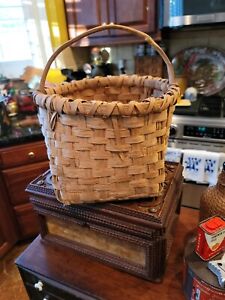 Vintage Basket Handmade Splint Tight Weave Quality Made 14 12 10 