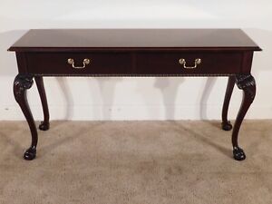 Thomasville 18th Century Coll Chippendale Inlaid Mahogany Console Sofa Table