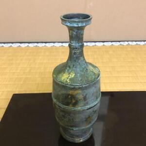 Bronze Engraving Unique Vase 5 7 Inch Japanese Vintage Old Metal Figurine Art