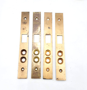 Antique Lot Of 4 Brass Mortise Door Lock Repair Part Face Plates 8 X 1 