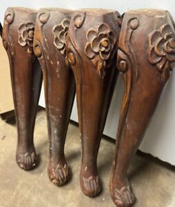 Vtg Thick Carved Wood Legs Architectural Salvage Chic 21 25 Tall French Craft