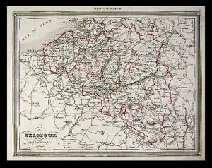 1851 Vuillemin Map Belgium Brussels Bruges Anvers Atlas