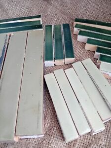 Antique Field Border Fireplace Tiles Glazed Green 21 Pieces W B Simpson Sons