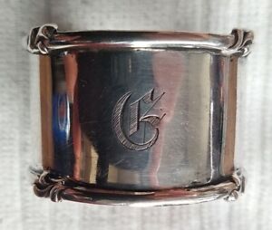 Antique English Sterling Silver Napkin Ring E Initial Engraving Dated 1906