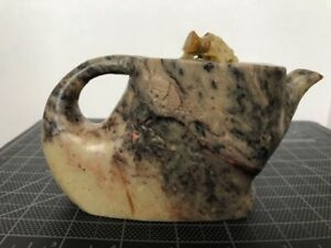 Unique Shoushan Jade Stone Carved Tea Pot