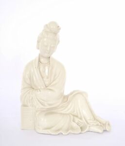 1930 S Chinese Dehua Blanc De Chine Porcelain Kwan Yin Buddha Figurine Marked