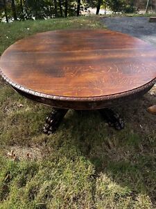 60 R J Horner Carved Griffin Oak Dining Table Set Sb China 4 Chairs 6lvs