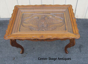 63466 Antique Hand Carved Eagle Tray Top Coffee Table Stand