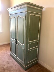 Antique French Country Entertainment Cabinet W Drawers Shelves