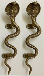Brass Snake Shape Door Handle Pair 11 5 Inches Cobra Bungalow Main Gate Pull