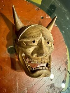 Demon Noh Mini Mask Oni Hannya Vintage Wood Carving Japanese Set